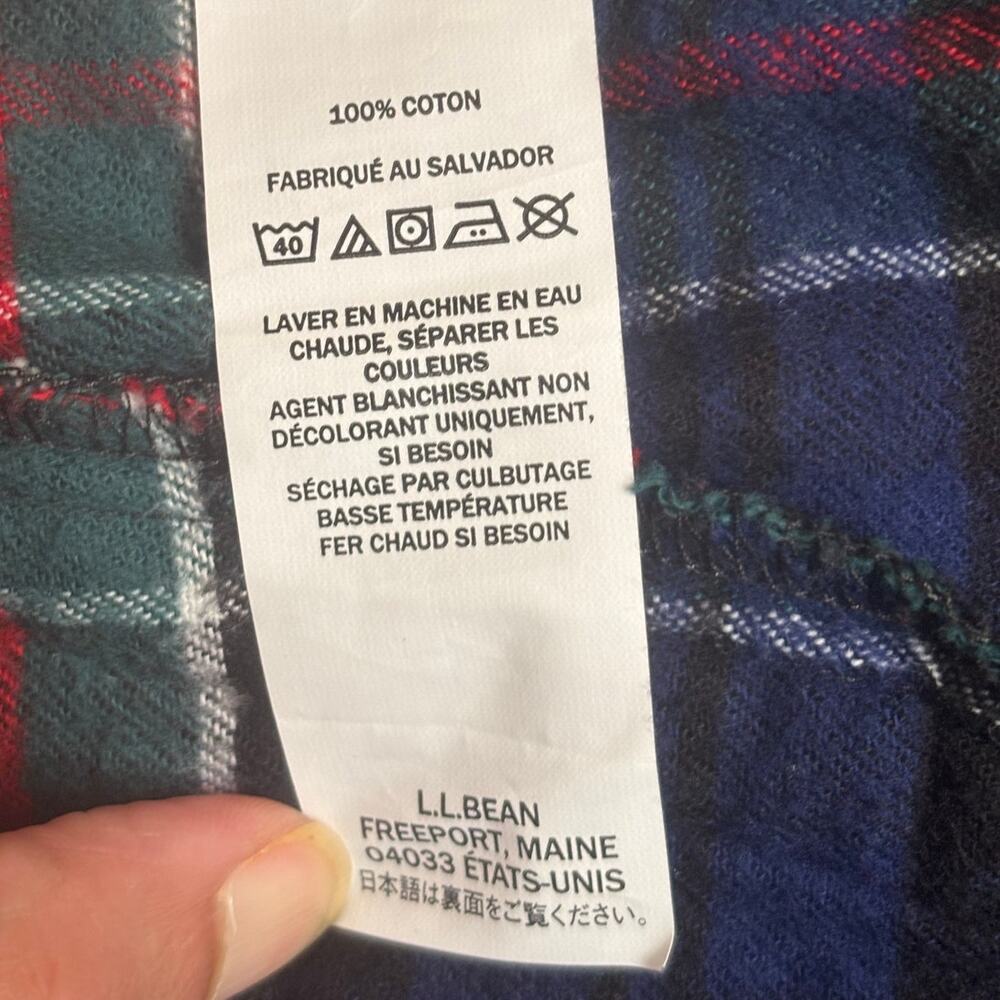 L.L.Bean Plaid Flannel Hoodie Jacket Large Petite Cotton Full Zip - Picture 12 of 13